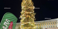 Новогоднюю елку на Дворцовой площади в Петербурге вечером огородили из-за сильных порывов ветра - Петербургский дневник