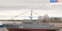 В посёлке Понтонный спустили на воду корабль противоминной обороны нового поколения - ГТРК Санкт-Петербург