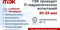 «ТЭК СПб» проверит 11 участков с 20 по 23 мая гидравлическими испытаниями - Spbdnevnik.ru