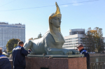После реставрации на Египетский мост в Петербурге вернули сфинксов